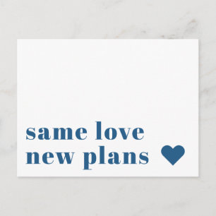 Carte Postale Annonce de report de mariage moderne bleu