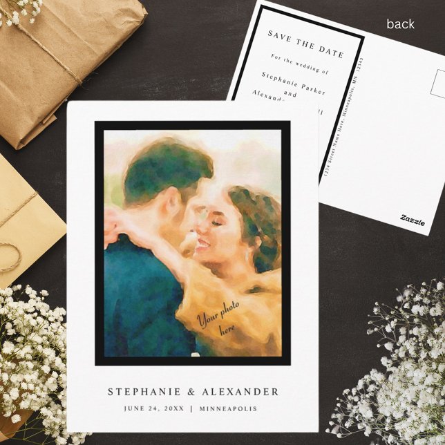 Carte Postale Annonce de sauvegarde de date de photo élégante si (Créateur téléchargé)