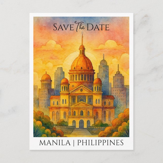 Carte Postale Annonce de sauvegarde de la date Manille Philippin (Devant)