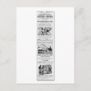Carte Postale Annonce de spectacles Barnum & London United