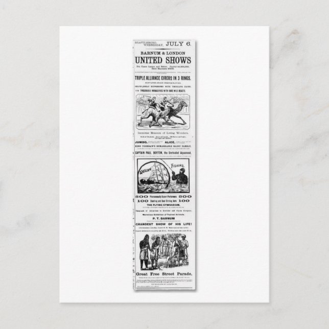 Carte Postale Annonce de spectacles Barnum & London United (Devant)