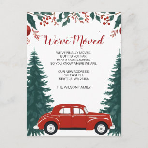 Carte Postale Annonce de vacances de Noël de voiture rouge Nous