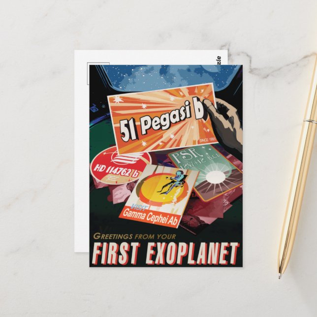 Carte Postale Annonce de voyage Sci-Fi, Planet 51 Pegasi b (Devant/Arrière en situation)