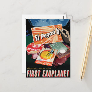 Carte Postale Annonce de voyage Sci-Fi, Planet 51 Pegasi b