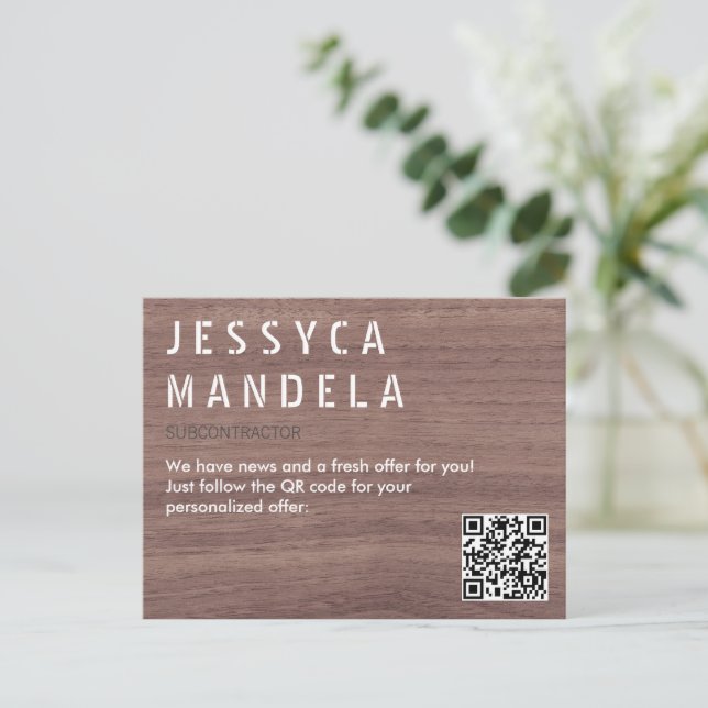 Carte Postale Annonce d'offre de code QR  (Debout devant)