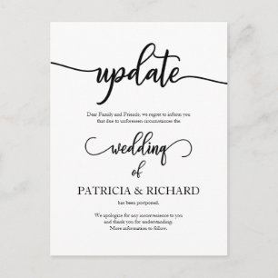 Carte Postale Annonce Élégante de Report de Date de Mariage