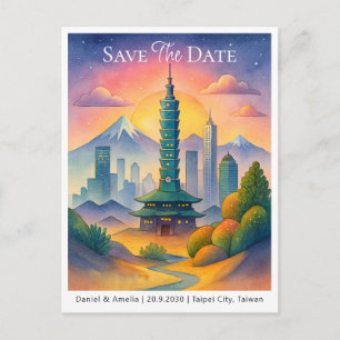 Carte Postale Annonce Enregistrez la date Taipei City Taïwan