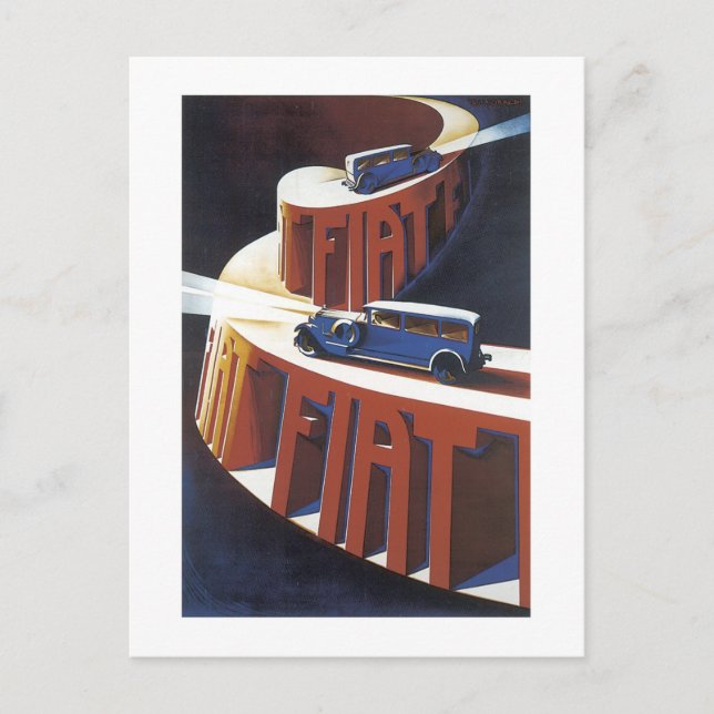 Carte Postale Annonce Fiat vintage (Devant)