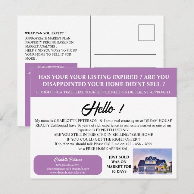 Carte Postale Annonce immobilière expirée de photo moderne  (Devant / Derrière)