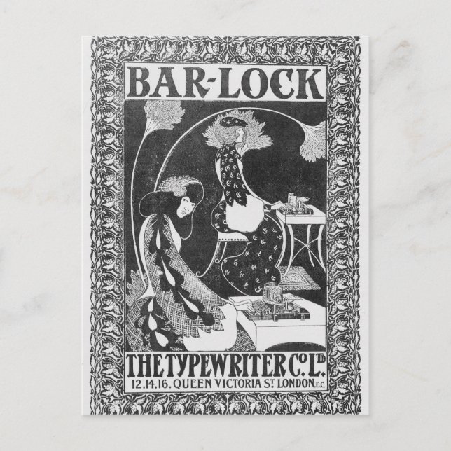 Carte Postale Annonce pour les machines à écrire à barres-serrur (Devant)