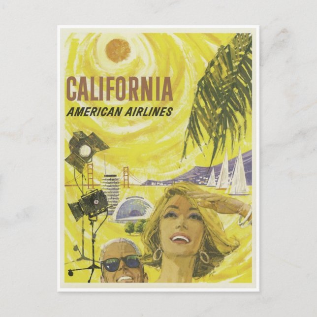 Carte Postale Annonce Retro Airlines California (Devant)