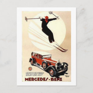 Carte Postale Annonce ski vintage Mercedes Benz