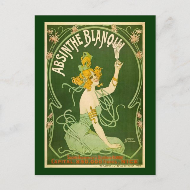 Carte Postale Annonce vintage Absinthe Blanqui (Devant)