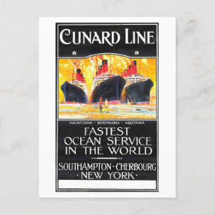 Carte Postale Annonce vintage de la ligne Cunard