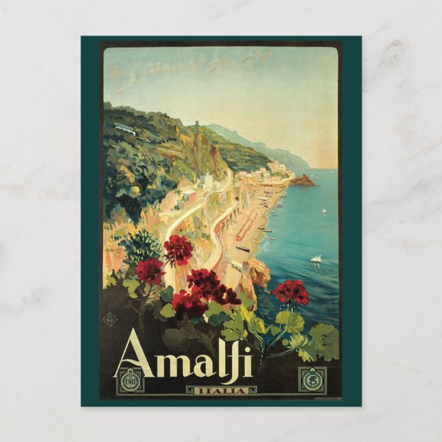Carte Postale Annonce vintage de voyage Amalfi (Devant)