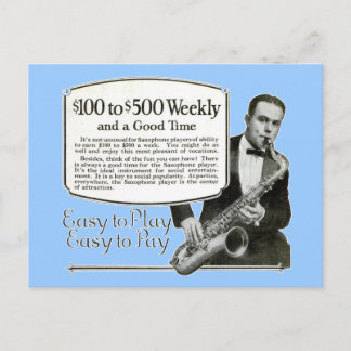 Carte Postale Annonce Vintage Saxophone