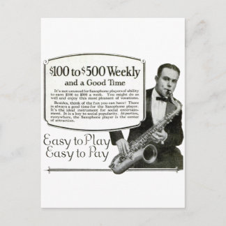Carte Postale Annonce Vintage Saxophone