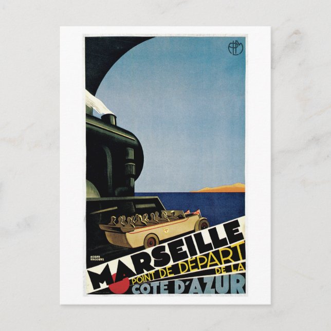 Carte Postale Annonce voyage vintage Marseille Côte d'Azur (Devant)