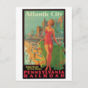 Carte Postale Annonces de voyage de vintage Atlantic City