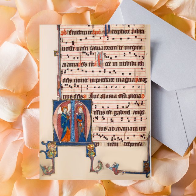 Carte Postale Annonciation Manuscrit lumineux médiéval (Annunciation Medieval Illuminated Manuscript Catholic Christian Postcard)