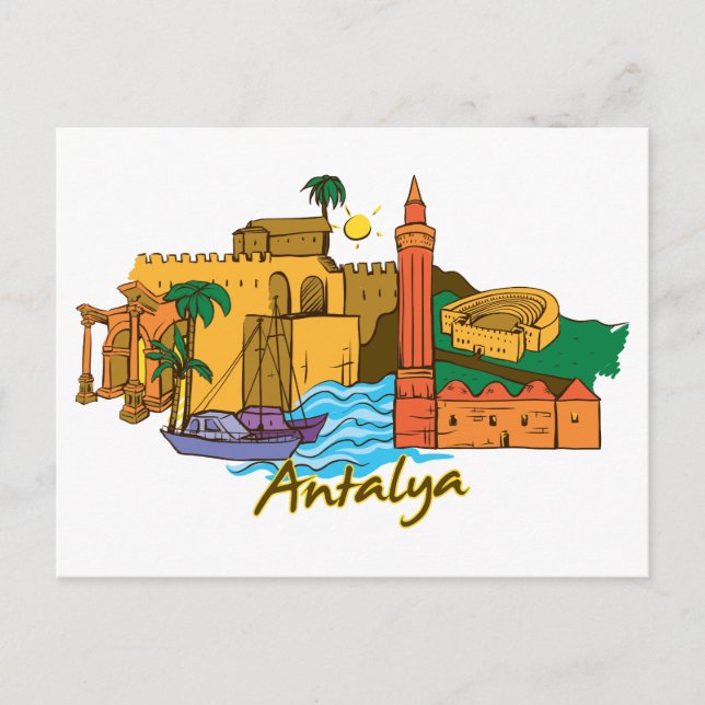 Carte Postale Antalya, ville célèbre de Turquie (Devant)