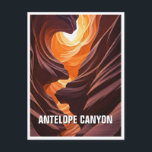 Carte Postale Antelope Canyon Souvenir<br><div class="desc">Antelope Canyon, un chef-d'oeuvre sculpté par la nature, est un canyon à fente situé sur la terre Navajo près de Page, Arizona. Formé pendant des millions d'années par des inondations subites qui ont traversé le grès de Navajo, le canyon présente des murs lisses et sculptés qui passent des rouges chauds...</div>