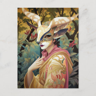 Carte postale Antelope Mask Lady Surreal Imaginair