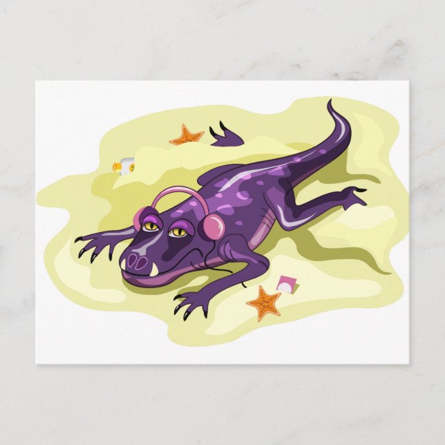 Carte Postale Anteosaurus prenant un bain de soleil avec des éco (Devant)