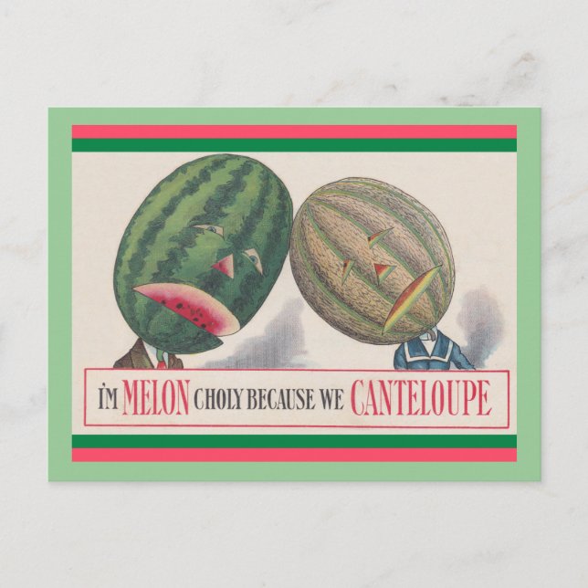 CARTE POSTALE ANTHROPOMORPHIQUE Melons Pun (Devant)
