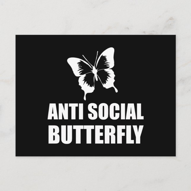 Carte Postale Anti Social Butterfly Funny Introvert (Devant)