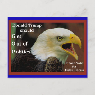 Carte Postale Anti Trump, Pro Biden Angry American Bald Eagle