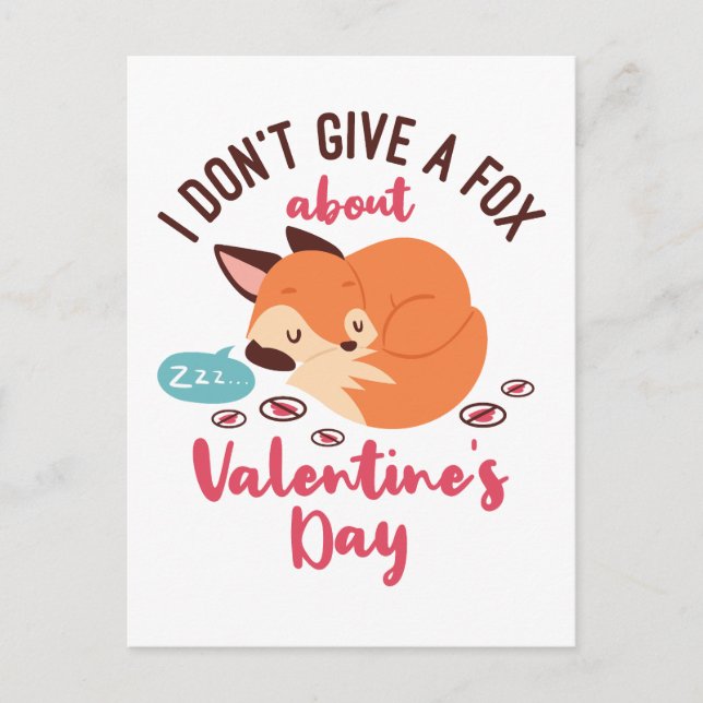 Carte Postale Anti Valentine's Day Fox drôle single (Devant)