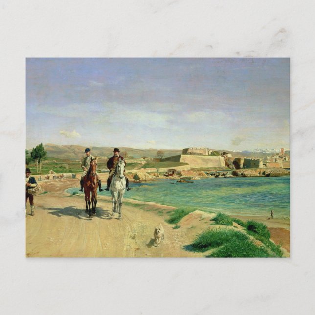 Carte Postale Antibes, la promenade à cheval, 1868 (Devant)