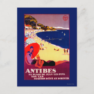 Carte Postale Antibes Poster Vintage Europe