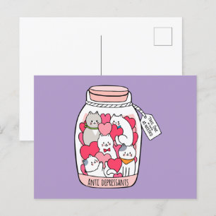 Carte Postale Antidépresseur de chat Drôle cadeau Amoureux des c