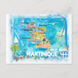 Carte Postale Antilles martiniquaises Illustré Voyage dans les C