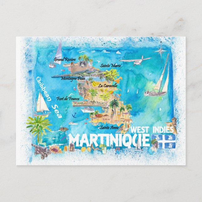 Carte Postale Antilles martiniquaises Illustré Voyage dans les C (Devant)