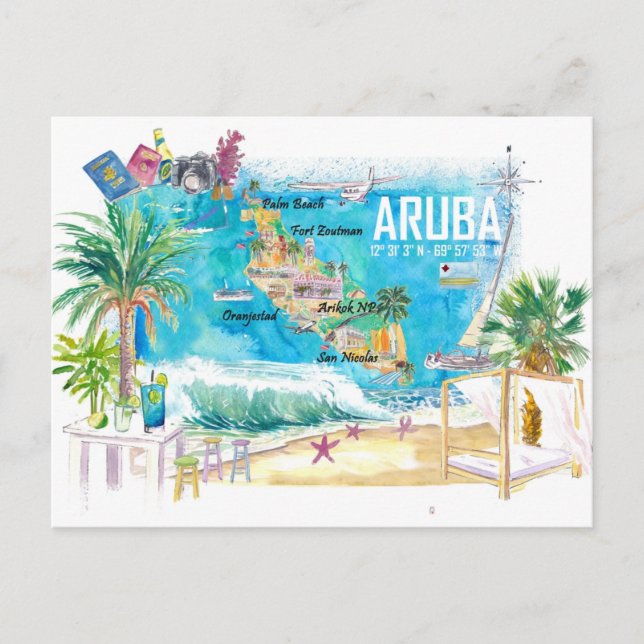 Carte Postale Antilles néerlandaises Aruba île des Caraïbes (Devant)