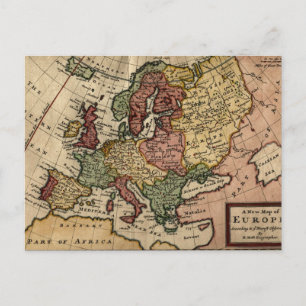 Carte Postale Antiquarian 1721 Map of Europe by Herman Moll