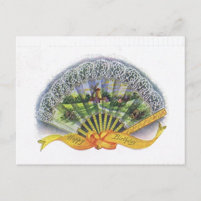 Carte Postale Antique Anniversaire Post Card Ventilateur victori (Devant)