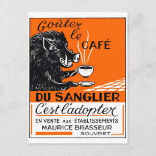 Carte Postale Antique Boar à café belge Publicité