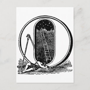 Carte Postale Antique calligraphie Symboles maçonniques Lettre O