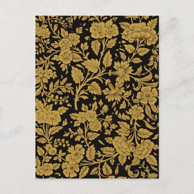Carte Postale Antique Gold Floral Indian Lac-work Black Pattern (Devant)