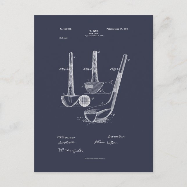 Carte Postale Antique Golf Club 1900, Brevet (Devant)