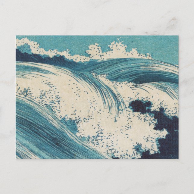 Carte Postale Antique Japonais Bleu Vagues Océan Imprimer (Devant)