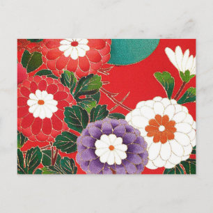Carte Postale Antique Japonais Brocade Deep Red