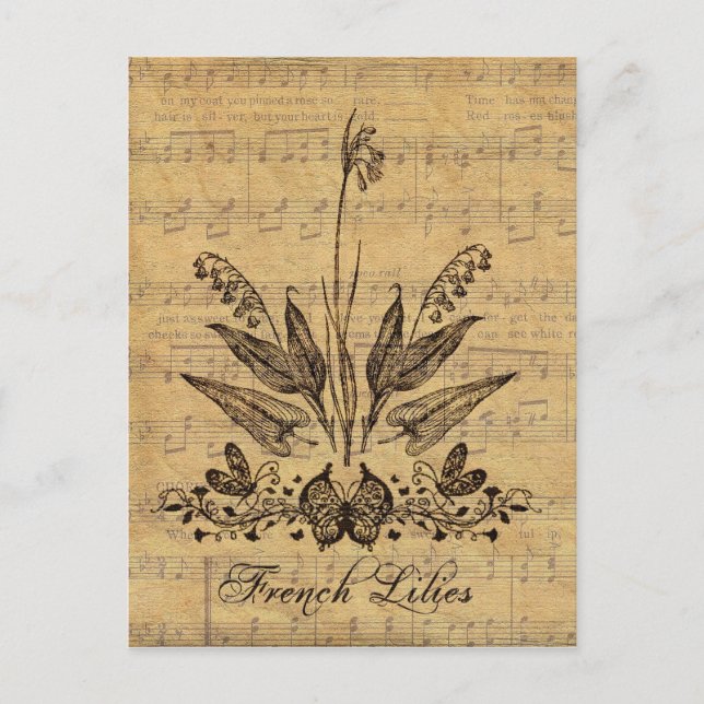 Carte Postale Antique Lillies Botanique (Devant)