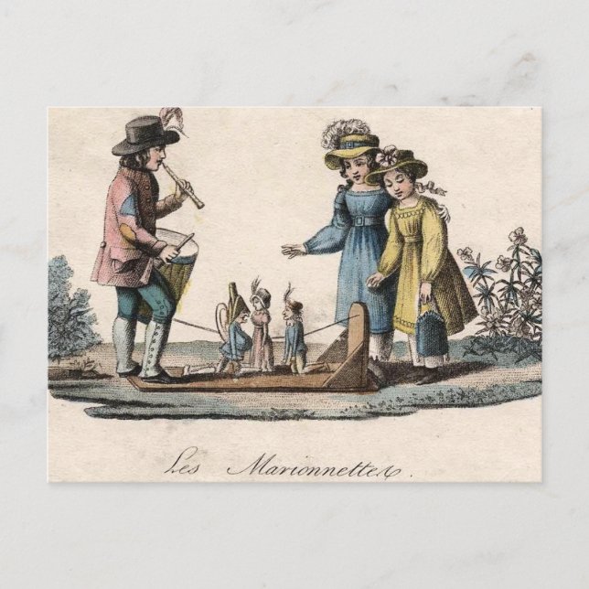 Carte Postale Antique Marionnette Enfants Spectacle Danse (Devant)