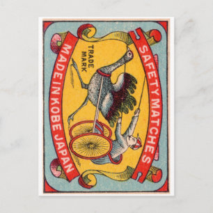 Carte Postale Antique Matchbox Étiquette Ostrich Harnais Racing