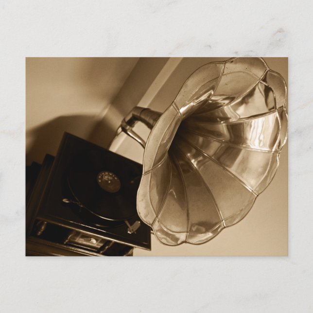 Carte Postale Antique Phonographe Gramophone Cadeaux Musique Ama (Devant)